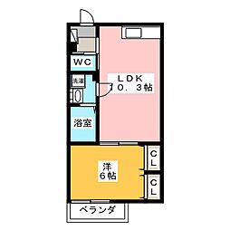 ヴィラデソール 1LDKの間取図画像