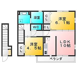 ガーデンハウスC 2LDKの間取図画像