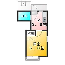 グリーンハウス上井草 1Kの間取図画像