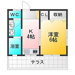 第2フラット 1DKの間取図画像