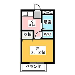 ゼピュロス東伏見 1Kの間取図画像