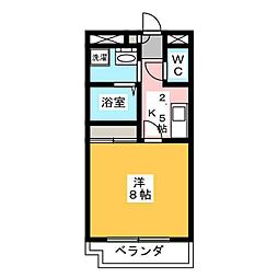 サンセントラル 1Kの間取図画像