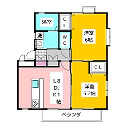 グリーンヴィラ 2LDKの間取図画像