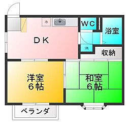 コアベルウッド 2DKの間取図画像