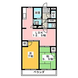 ファミーユ柳沢 2LDKの間取図画像