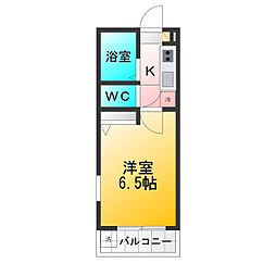 ラ・フローラ武蔵野3 1Kの間取図画像