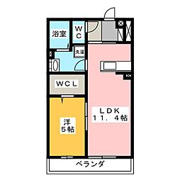 リブリ・シャイニー平松 1LDKの間取図画像