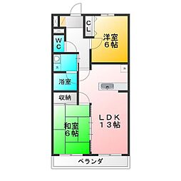 リヴェール・バレ 2LDKの間取図画像
