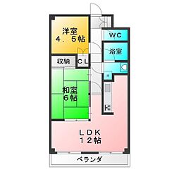 パサニア 2LDKの間取図画像