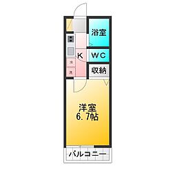 ラ・フローラ武蔵野6 1Kの間取図画像