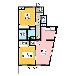 すずらんマンション 2DKの間取図画像