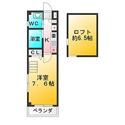 ペアパレス井草 1Kの間取図画像