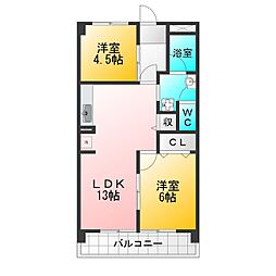 上鷺ロイヤルハイツ 2LDKの間取図画像