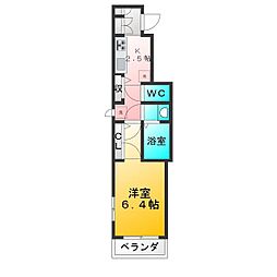 グランディールK 1Kの間取図画像