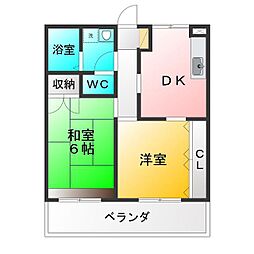 サンライズ関道 2DKの間取図画像