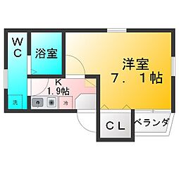 アムハウス田無2 1Kの間取図画像