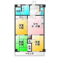 グランドゥール田無 3DKの間取図画像