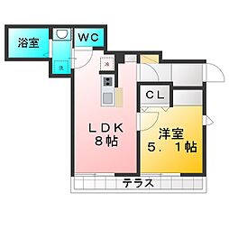 ソルディアスクローバー 1LDKの間取図画像