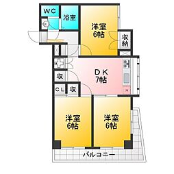 小出ビル 3DKの間取図画像