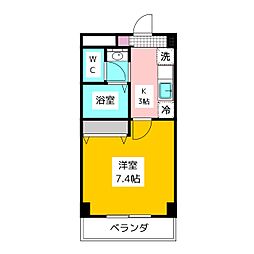 フルールパレス 1Kの間取図画像