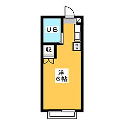 松林ハウス ワンルームの間取図画像