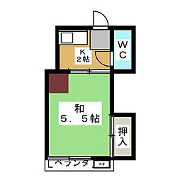 メゾン白樺 1Kの間取図画像