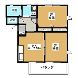 ガーディニア 2DKの間取図画像