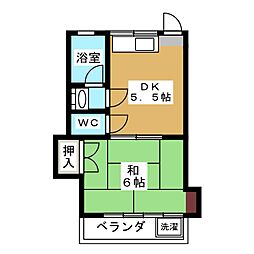 ハイムレスト 1DKの間取図画像