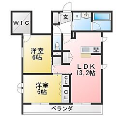 メゾンボナールIII 2LDKの間取図画像