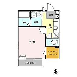 リヴェールメゾン 1Kの間取図画像