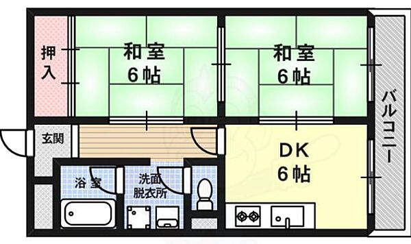 ニュー太田 ｜京都府京都市北区西賀茂柿ノ木町(賃貸マンション2DK・3階・43.74㎡)の写真 その2