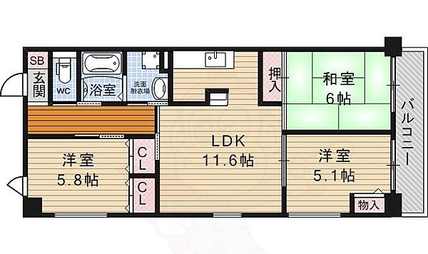 京都府京都市下京区綾小路通新町西入矢田町(賃貸マンション3LDK・4階・65.34㎡)の写真 その2