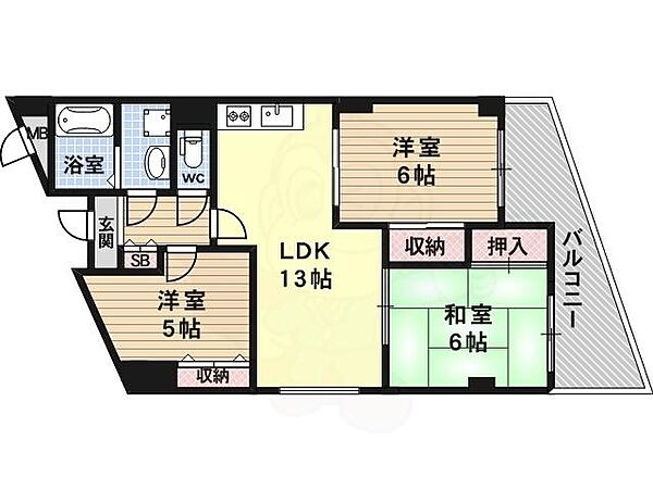 京都府京都市西京区下津林番条(賃貸マンション3LDK・4階・65.21㎡)の写真 その2