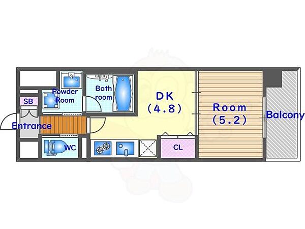 京都府京都市右京区西院日照町(賃貸マンション1DK・2階・26.70㎡)の写真 その2