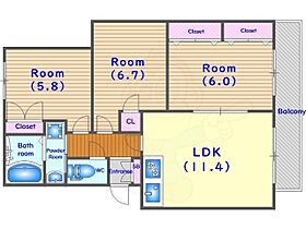 京都府京都市南区西九条島町（賃貸マンション3LDK・1階・64.42㎡） その2