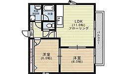 スクエアコート 3階2LDKの間取り