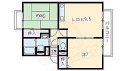 ハイツやすらい 2LDKの間取図画像
