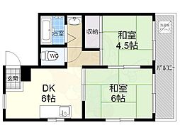 ハイツ小倉山 2DKの間取図画像