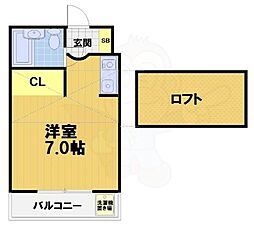 リンデンハイム ワンルームの間取図画像