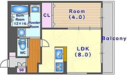 キャッスル・桂 1LDKの間取図画像