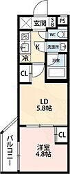 エストゥルース京都II 2Kの間取図画像
