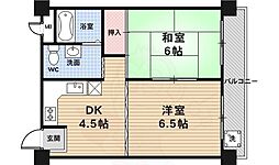 レジデンスおざっく 2DKの間取図画像