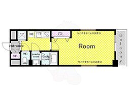 Luxe京都西大路 1Kの間取図画像
