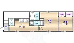 カイム 2Kの間取図画像