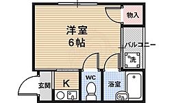 レジデンス陽明 1Kの間取図画像