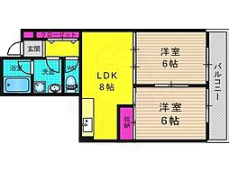 スペイシャス桂 2DKの間取図画像