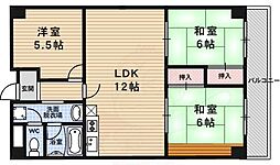 パルテ西京極 3LDKの間取図画像
