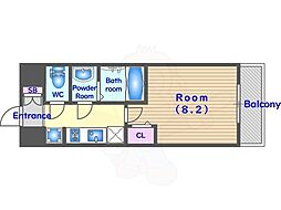 プレサンスTHEKYOTO東福寺EAST 1Kの間取図画像