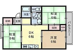アメニティー45A 3DKの間取図画像