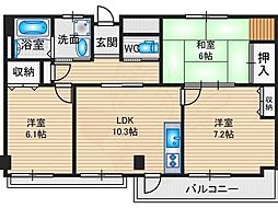 玉屋山三小路 2LDKの間取図画像